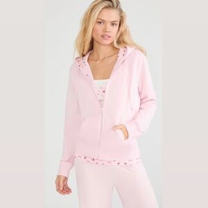 NEW Cherry&Bow Lined Full-Zip Light Pink Hoodie M(6)Size